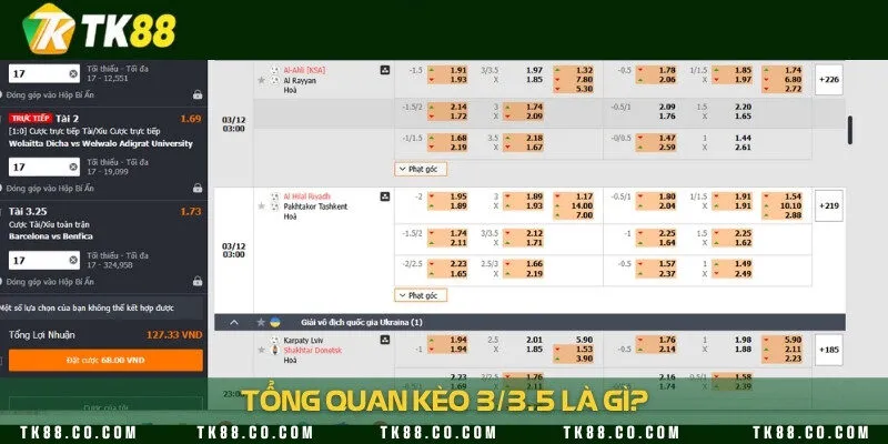 Khái niệm kèo 3/3.5 trong bóng đá